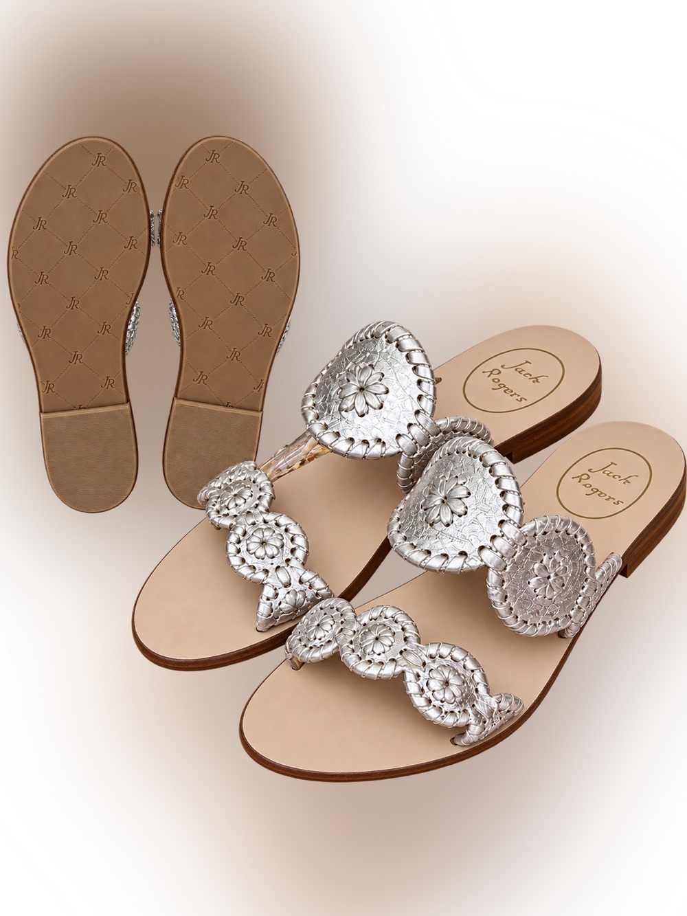 Jack Rogers gold Metallic Leather Navajo Sandals